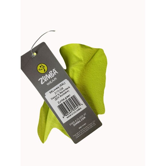 Zumba Dance Instructor Racerback Tank Top Neon Green Black XXL Dance Joy New - Picture 10 of 13